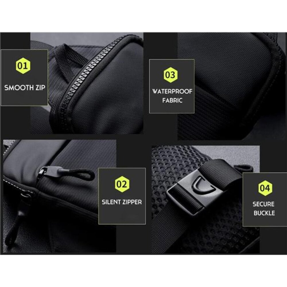 Mini Crossbody Sling Bag Chest Bag Dual Pocket Water Resistant Fanny - Picture 6 of 14